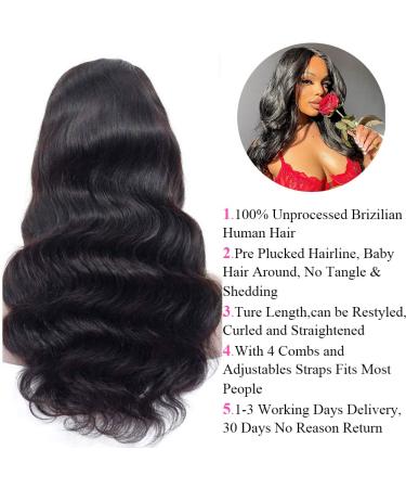 K KF BEAUTY U 26 Body Wave HD Transparent Lace Front Wig | Pre Plucked with Baby Hair | 150% Density | Natural Black - Buy Online on GoSupps.com