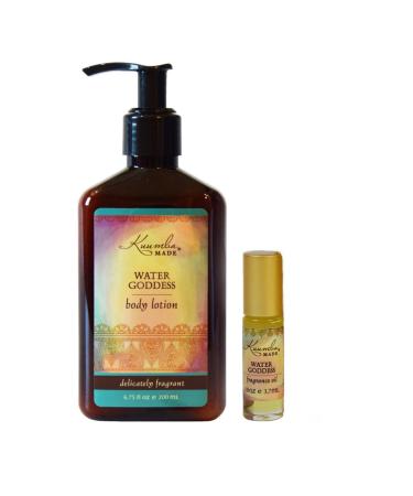 Kuumba Made Fragrance Gift Set  Water Goddess 1/8oz Fragrance oil with roll on applicator and One Water Goddess Lotion 6oz