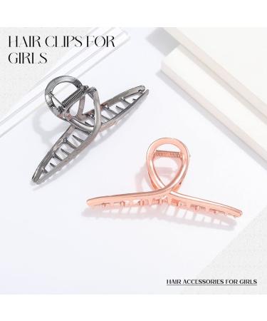 Rose Gold Hair Claw Clips Set - Metal Hair Styling Barrettes for Women and Girls (2 Pack) - Buy Online on GoSupps.com
