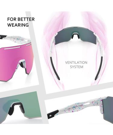 Ukoly Polarized Cycling Sunglasses for Men Women with 3 Interchangeable Lenses - Baseball Sports Sunglasses (Pink Lens) - Buy Online on GoSupps.com