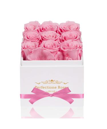 Perfectione Roses Preserved Flowers in a Box, Pink Real Roses Long-Lasting Rose Birthday Gifts for Her Anniversary Mother's Day Valentine's Day Christmas Day