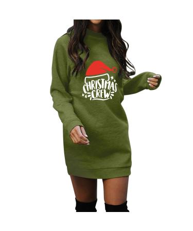 Women's Christmas sweater dress hoodie costume cartoon long -arm sweatshirts dress hoodie dress upper hooded sweater with bag top long -sleeved shirt Christmas dresses AG XL XL