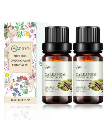 2-Pack Cardamom Essential Oil - 100% Pure Organic Natural Plant (Elettaria cardamomum) Cardamom Oil for Diffuser Aroma Spa Massage Yoga Perfume Body - 2x10ML