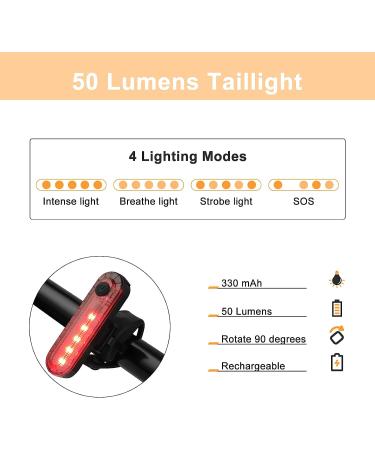 USB Rechargeable Bike Light Set - Front and Rear Lights for Night Riding Safety | IPX5 Waterproof, 6+4 Light Modes - Buy Online on GoSupps.com