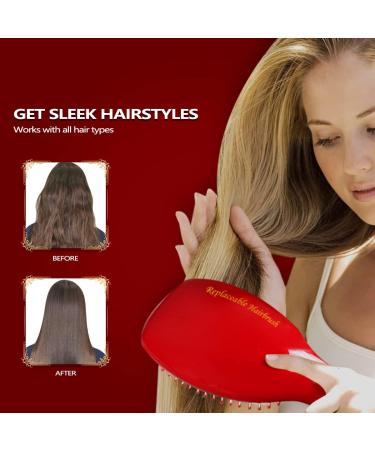 Paddle Hair Brush Detangler for Natural Curly Straight Wet/Dry Hair - Rose Red - Buy Online on GoSupps.com