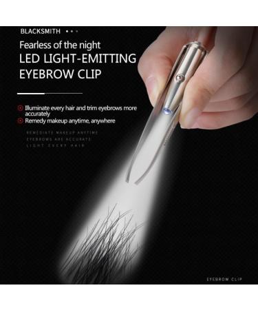Eyebrow Hair Removal LED Eyebrow Tweezer Portable Stainless Steel Eyebrow Clip with Light Makeup Tools - Buy Online on GoSupps.com