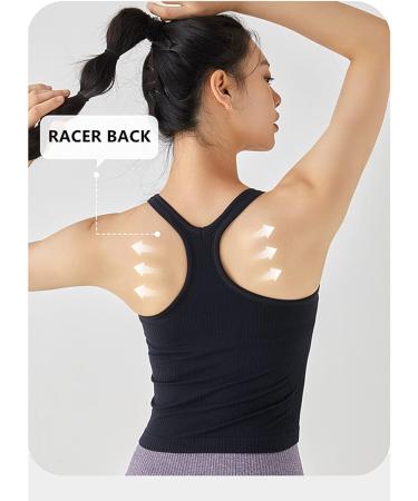 Women's Ribbed Racerback Tank Top with Built-in Bra Black (Size 8) - Buy Online on GoSupps.com