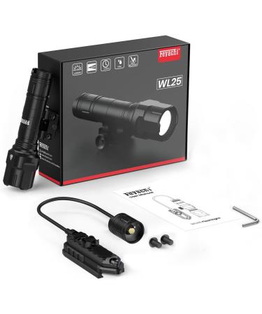 Feyachi 1200 Lumen Tactical Flashlight with Pressure Switch | 3 Modes - High/Low/Strobe | Fixed Picatinny Mount | Matte Black LED Weapon Light - Buy Online on GoSupps.com
