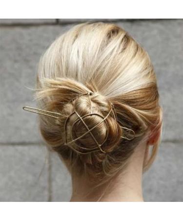Brinie Vintage Hair Bun Cuff Gold Hair Bun Holder Hair Bun Cage Hair Pins Metal Hair Updo Hair Accessories for Women and Girls (Gold)