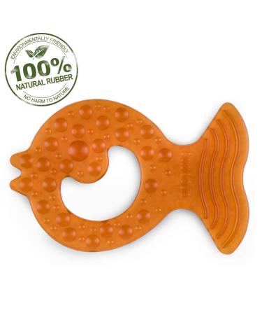 CaaOcho Pure Natural Rubber Baby Teether  Without Holes  One-Piece Hygienic Design Teether for Babies BPA Free  Covers All Teething Stages  All Natural  Textured for Sensory Play  Teething Toy for Molars