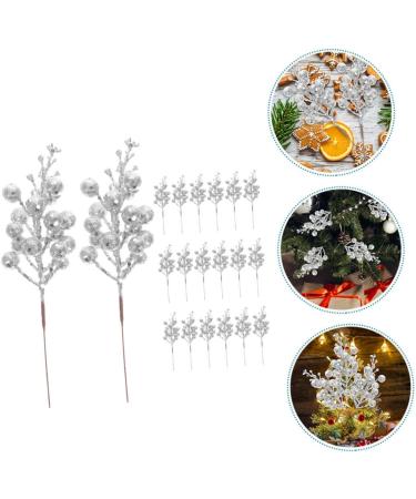 DECHOUS 20pcs Christmas Imitation Berries Christmas Decorations Wreath Flower Garland Tree Branches for Decoration Simulation Berries Branch Fake Berry Christmas Tree Foam Artificial Fruit Silver 19X5X5CM - Buy Online on GoSupps.com