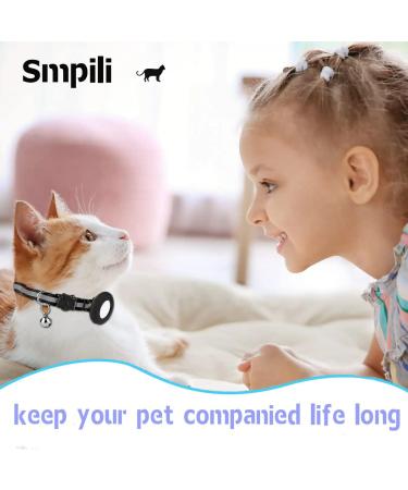 Smpili Airtag Cat Collar | Reflective Kitten Collar with Breakaway Feature | 0.4 Width | Black - Buy Online on GoSupps.com