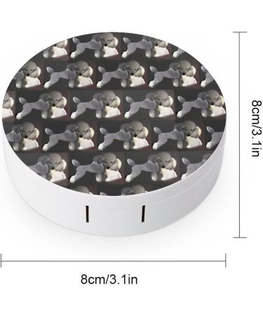 Poodles in Grey And White Round Case For Contact Lens Kit Storage Box with Mirror Printed - Buy Online on GoSupps.com