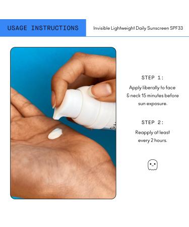 Invisible Lightweight SPF 33 Daily Face Sunscreen | Oil-Free Quick-Absorbing Vegan with Niacinamide | Broad Spectrum Protection | Clear Mineral Zinc Oxide - Buy Online on GoSupps.com