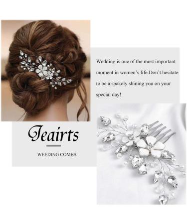 Zoestar Flower Bride Wedding Hair Combs Silver Pearl Crystal Headpiece Bridal Hair Accessories for Women and Girls - Buy Online on GoSupps.com