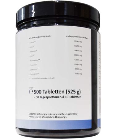Multi Amino - EA 8 Patterns - 500 Tablets | Master Amino Protein Formula | 1000 mg Vegan BCAA | High-Dosed Essential Amino Acids from Legumes | Laboratory Tested - Buy Online on GoSupps.com