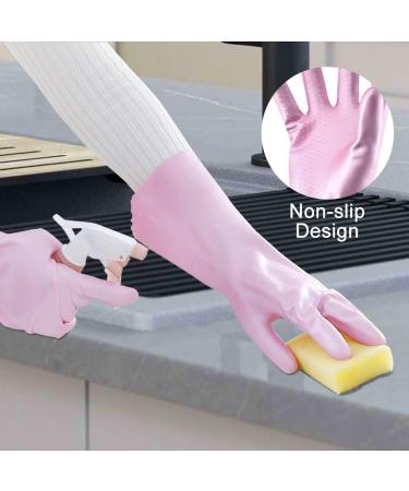 Riisoyu Dishwahing Gloves 2 Pairs Reusable Household Gloves 32cm Long Skin-Friendly Cleaning Gloves Rubber Cleaning Gloves with Cotton Flocked Liner for Kitchen Painting Gardening Pet Care - Buy Online on GoSupps.com