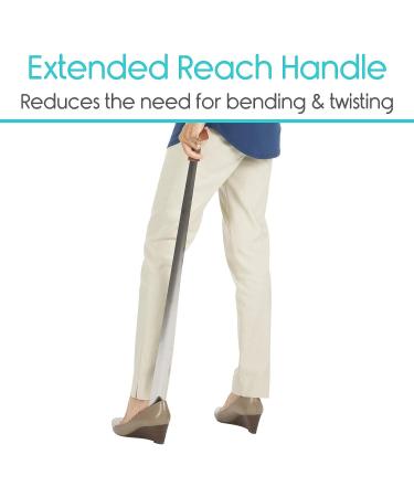 Vive Extra Long Handled Shoe Horn (31.5 Inches) - Metal Shoehorn for Men and Women - Standing Reach Assist for Seniors - Silver - Buy Online on GoSupps.com