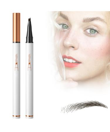 Magic Eyebrow Pencil with 4 Fork Tip Microblading Brow Pencil for Natural Makeup Long-Lasting All Day Fine Stroke 3D Waterproof Brow Pen to Accurate Depiction for Makeup Beginners (Dark Brown)
