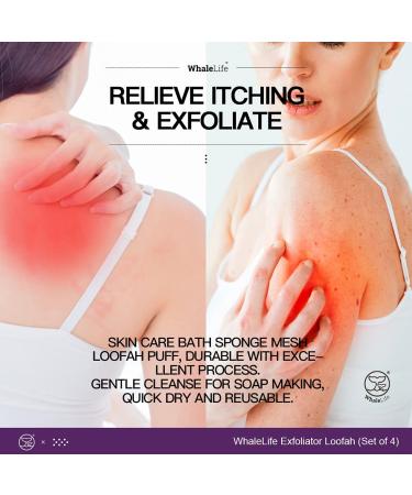 Loofah Sponge Bath Set - 4 Pack Black Rough Surface for Men & Women | Exfoliating Body Scrub - Buy Online on GoSupps.com