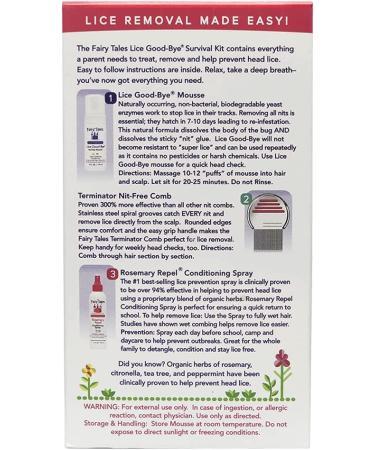 Fairy Tales Lice Good-Bye Survival Kit - Treatment Mousse, Conditioning Spray, Comb & Clip - Buy Online on GoSupps.com