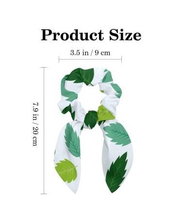 Green Leaves Pattern Spring Women's Scrunchies - 6-Pack Elastic Hair Bands | Hair Accessories for Women - Multi-colored - Buy Online on GoSupps.com