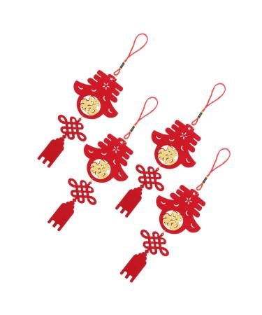 GRIRIW Chinese 4pcs Spring Festival Pendant Car Trim Chrismas New Chinese Red Household China Felt Cloth
