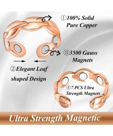 Vicmag 2PCS Copper Rings for Women | Ultra Strength 99.99% Pure Copper | Adjustable | Rose Gold | Gift Box Included - Buy Online on GoSupps.com