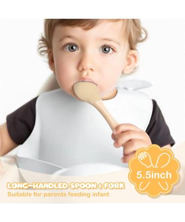 Silicone Baby Weaning Spoon and Fork Set for Kids - Natural | GODR7OY - Buy Online on GoSupps.com