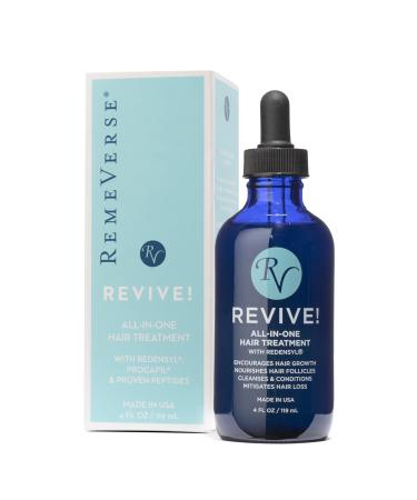 RemeVerse Revive All-in-One Hair Treatment Serum with 3% Redensyl for Thinning Hair  Mitigating Hair Loss  Encouraging New Hair Growth. Contains Procapil  Peptides  DHT Blockers  Vitamins (4 Fl Oz)