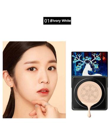 Mushroom Head Foundation Air Cushion CC & BB Cream - Moisturizing Concealer & Bright Makeup Base with Sponge (Ivory) | Shop Internationally Now! - Buy Online on GoSupps.com