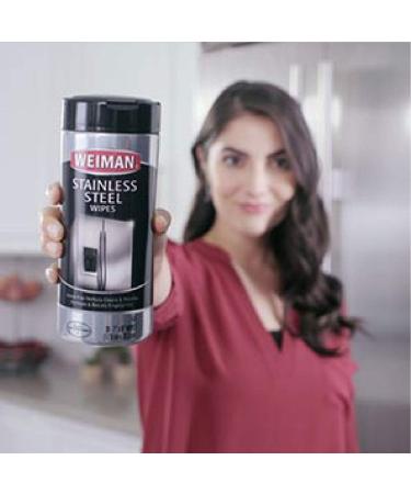 Weiman Stainless Steel Wipes - Large Microfiber Cloth for Appliances - Removes Fingerprints, Residue, Water Marks, and Grease - Ideal for Refrigerators, Dishwashers, Ovens, Grills - Packaging May Vary - Buy Online on GoSupps.com