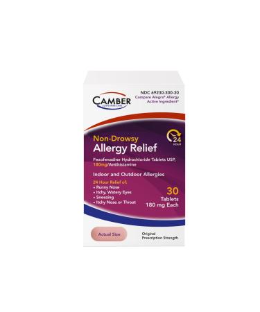 Camber Non-Drowsy Fexofenadine Antihistamine Indoor Outdoor Allergy Relief Tablets (30-ct) 30 Count