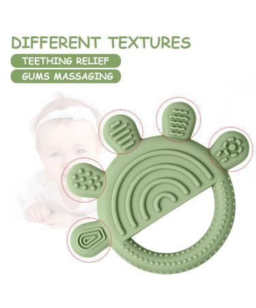 Aolso Silicone Bite Ring for Babies - BPA-Free Five Finger Teething Toy with Anti-Lost Rope - Ideal Dental Aid for 3 Months + - Green - Buy Online on GoSupps.com