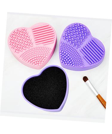 Heart-Shaped Purple Silicone Makeup Brush Cleaning Mat | Dry & Easy Brush Care | International Shipping - Buy Online on GoSupps.com