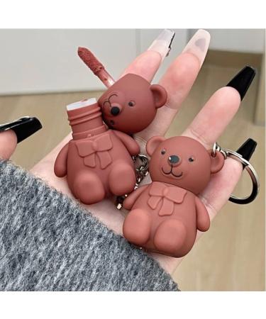 2 in 1 Keychain Bear Lipsticks Set | Matte Velvet Lipstick with Cute Bear Keychain | Beauty Makeup | A 2Pcs - Buy Online on GoSupps.com