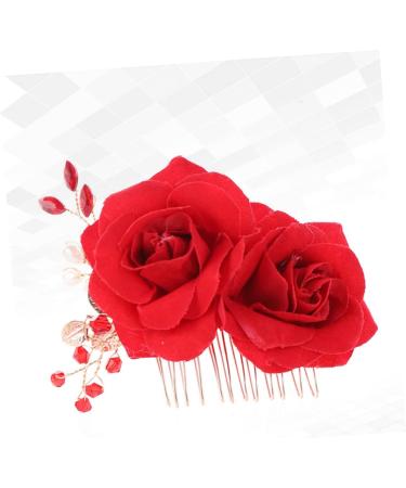 Housoutil 1pc Teasing Combs for Women Hair Clips Classic Hair Comb Hair Accessories for Women Wedding Barrettes for Women Wedding Hair Clip Bridal The Flowers Flower Head Miss Red - Buy Online on GoSupps.com