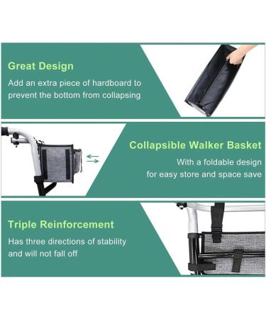 Crcyphne Basket for Walker Ravmix Walker Accessories Bag with Cup Holder Walker Basket for Folding Walker Hands-Free Storage Bag - Buy Online on GoSupps.com