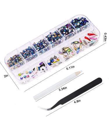 1788 Pieces Flatback Rhinestones for Crafts Nail Gems Gemstones Crystals Jewels Craft Glass Diamonds Stones Bling Bedazzler Kit with Tweezers and Picking Pen 12 Colors (Multi-color) - Buy Online on GoSupps.com