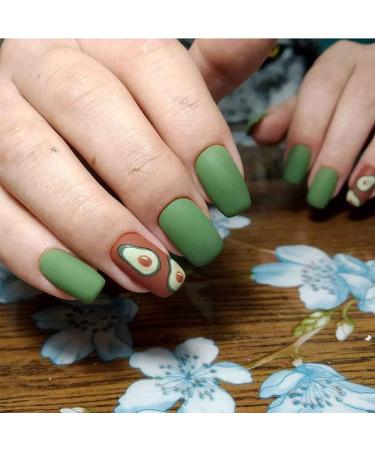 DIY Decoration Green Color Anime Cartoon Avocado 3D Design Nail Stickers Sliders Decals(007) - Buy Online on GoSupps.com
