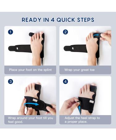 Potensgo Bunion Corrector 2pcs - Premium Orthopedic Big Toe Straightener for Bunion Relief - Adjustable Hallux Valgus Corrector - Day/Night Support (Black) - Buy Online on GoSupps.com