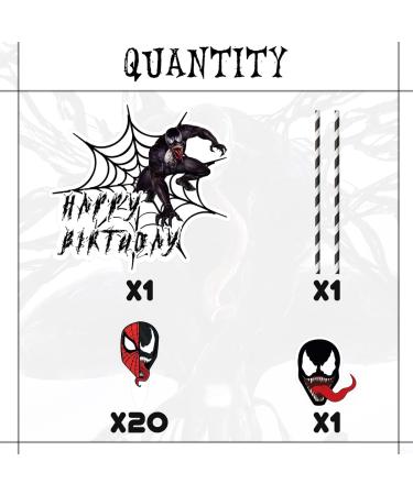 Party Decor for Venom Cake Cupcake Toppers Set Spider Theme Birthday Supplies Favors Topper Decorations - Buy Online on GoSupps.com
