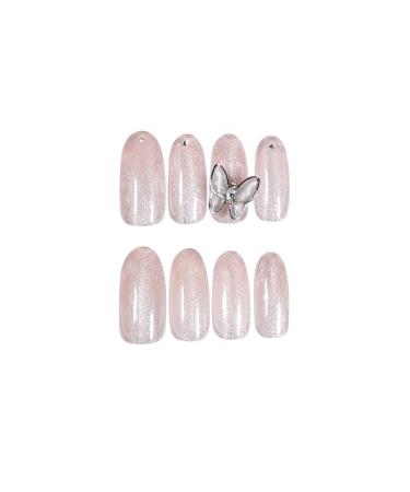 Chtom Slim Cat Eyes Long Round Head Zircon Wearing a Metal Butterfly Finger 1 Piece Stitched Water
