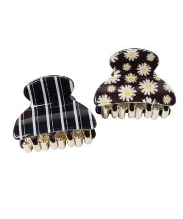 Floral Printed Small Acrylic Hair Claw Clips - Pack of 12 (Color D) - No-Slip Grip for Girls and Women - Buy Online on GoSupps.com