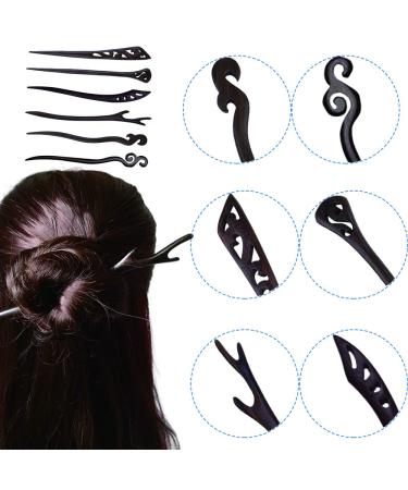 6 Handmade Ebony Hair Clips - Retro Japanese Style for Long Curly Hair - Perfect for Women & Kids - Buy Online on GoSupps.com