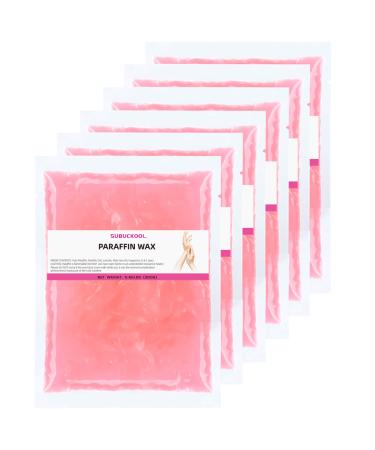 Refill Paraffin Wax, SUBUCKOOL Paraffin Bath Bulk 6 Pack, Rose Scented Paraffin Wax Blocks 4 lbs for Hands & Feet Care, Use To Relieve Arthitis Pain and Stiff Muscles - Deeply Hydrates and Protects c.Rose-pink