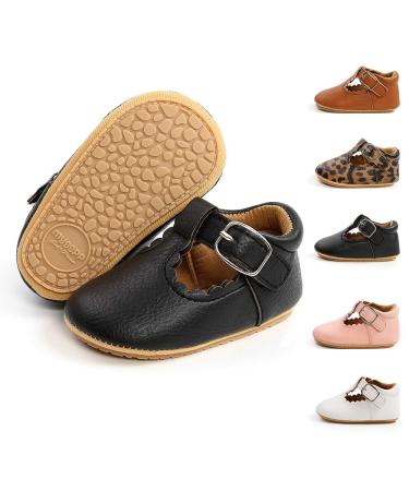 Sonsage Infant Baby Boys Girls Oxford Shoes Pu Leather Lace-Up Anti-Slip Trainer Soft Rubber Sole Toddler First Walking Sneakers 0-6 Months B Black