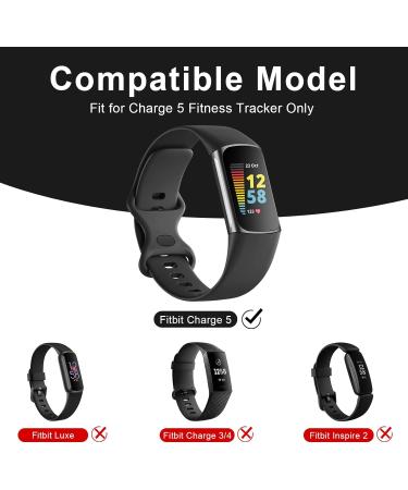 Zebre 2-Pack Bands for Fitbit Charge 5 | Soft Silicone Waterproof Replacement Straps | Black/Blue | Compatible with Fitbit Charge 5 Fitness Tracker - Buy Online on GoSupps.com