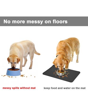 Moacc Feed Mats for Dogs & Cats - Slipproof Waterproof Silicone Pet Food Mat (60x40cm) with Black Paw Pattern - Buy Online on GoSupps.com