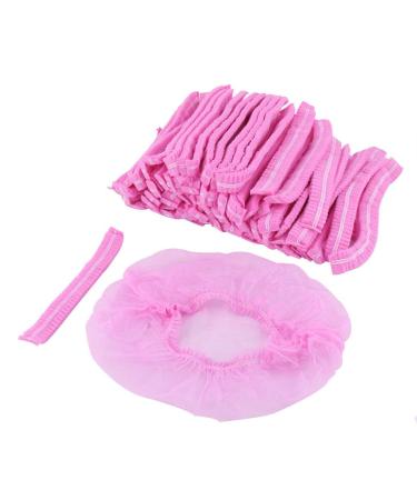 1 Pack (100pcs) Disposable Non Woven Makeup Spa Shower Cover Caps Hairnet Microblading Hair Caps Hot Pink